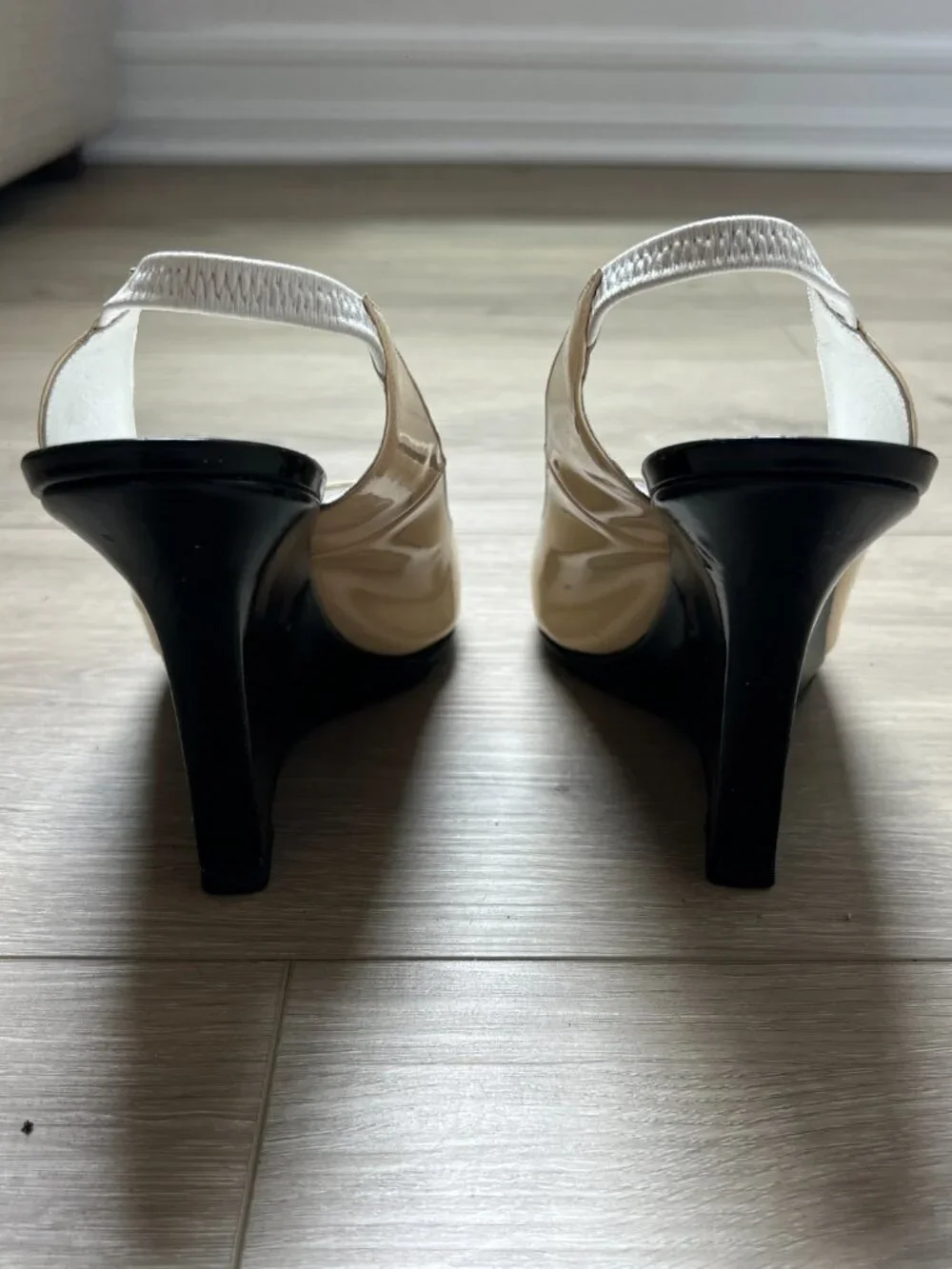 Vintage Manolo Blahnik Patent Peep Toe Wedge Sandals